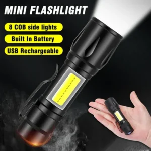Mini Portable Torch LED Rechargeable Flashlight With USB Charging & Power Bank Waterproof Long Range